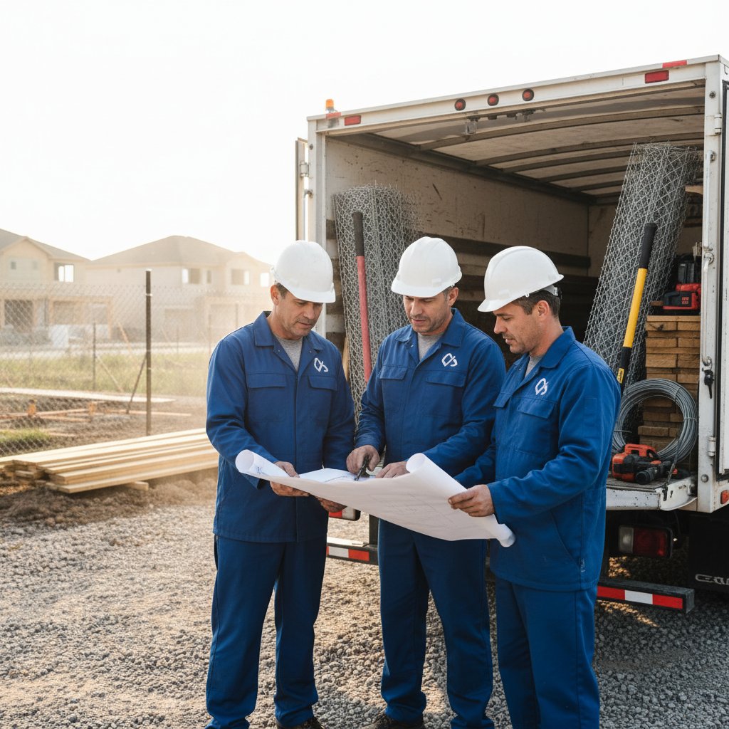 Fence installation team at work